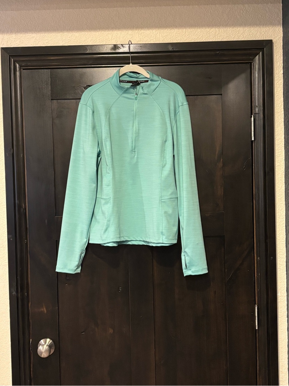 Spyder Active Womens Size XL 1/4 Zip Green Long Sleeve Thumbholes Activewear Top
